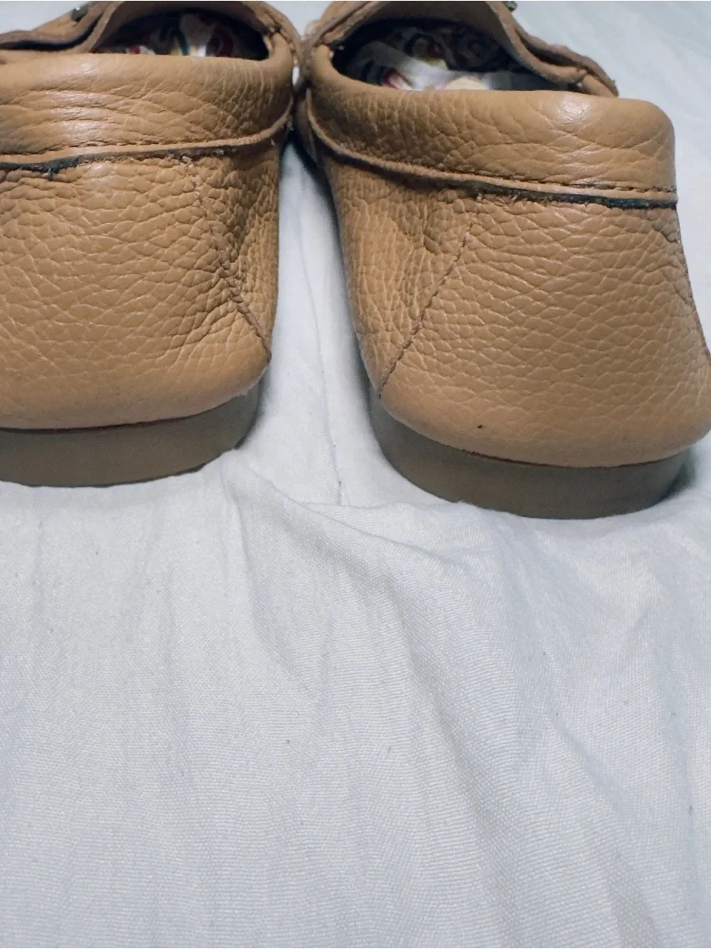 COACH Tan Pebbled Leather Penny Loafers with Gold Plaque